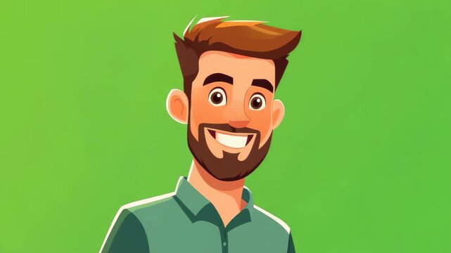 Radiant Portrait: A friendly illustration of a man with a warm smile and welcoming eyes, bathed in soft, natural light, exudes warmth, positivity, and approachability.
