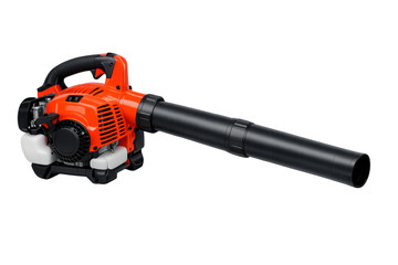 Orange gas leaf blower garden power tool on transparent background