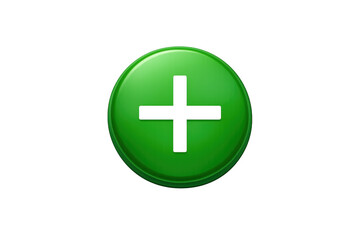 Fototapeta premium Green glossy 3d plus sign button icon for adding, creating, or increasing web elements, isolated on transparent background