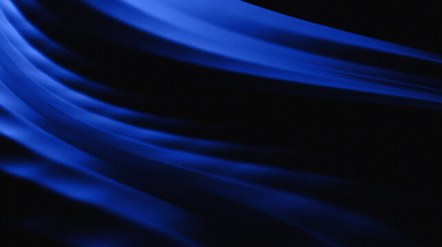blue curved lines that look like streams of light, smoke, or folds of silk blown by the wind