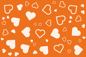 Orange love theme background image. Red orange seamless love, heart pattern background, wallpaper, and backdrop.