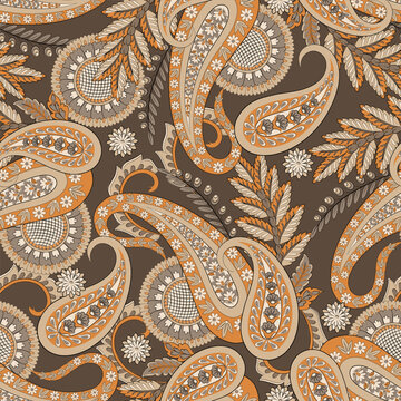 Vector textile print. Seamless Design for covers, fabrics, textiles, wrapping paper. Vector pattern Paisley Indian motifs and decorative floral elements