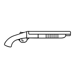 Naklejka premium Sawed-off shotgun line icon vector on a white background Vector line icon