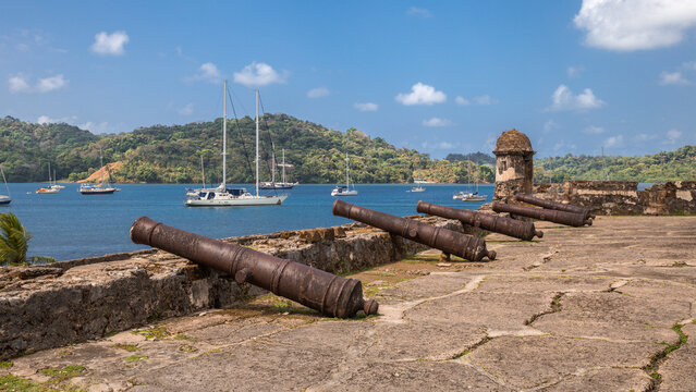 The ruins of the old spanish fort with the guns - Portobelo, Panama