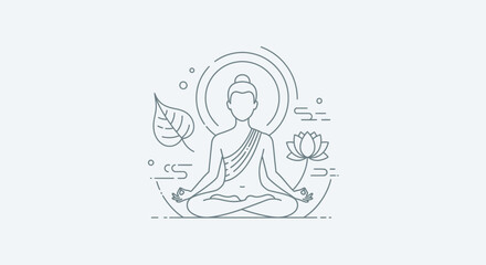 Obraz premium Buddha Statue Meditation Peaceful Spiritual Illustration.