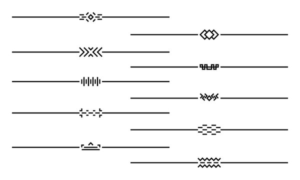 Set of minimalist geometric horizontal line dividers black vector collection for text separation
