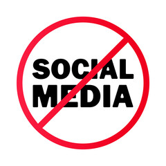 No Social Media Prohibited Sign with Red Forbidden Circle Symbol