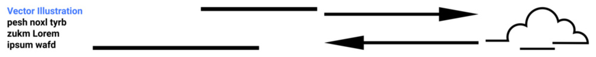 Cloud technology, data transfer, communication networks, internet storage, cloud computing services, virtualization. Arrow symbols pointing at a cloud. Cloud technology and data transfer