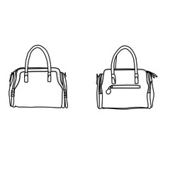 Elegant Handbag Duo - Stylish Fashion Accessories in Detailed Line Art
