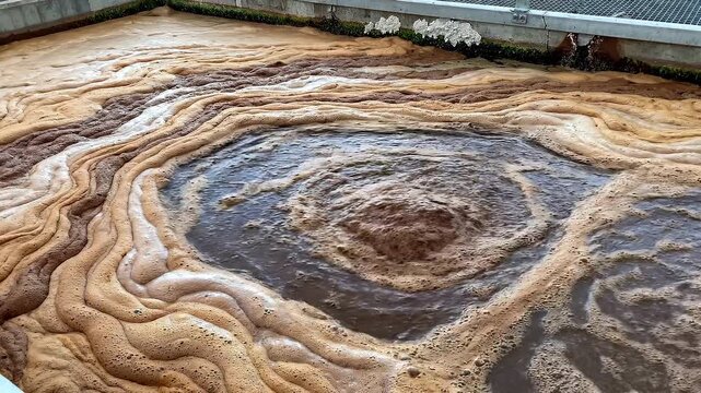 Topdown Activated sludge Aeration Basin Foam Bands Abstract Texture Video