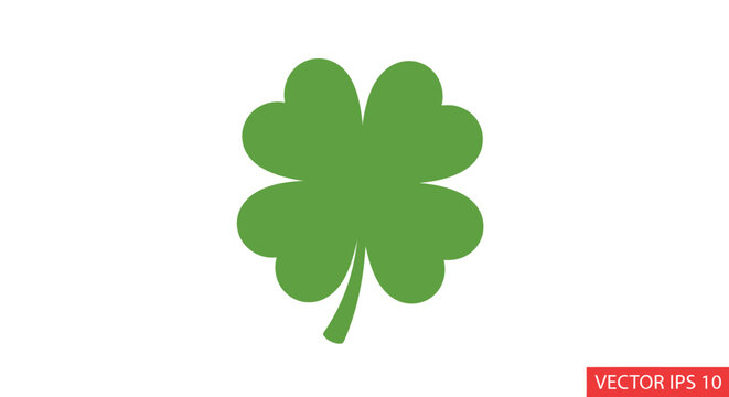 Green Four Leaf Clover Illustration Isolated.