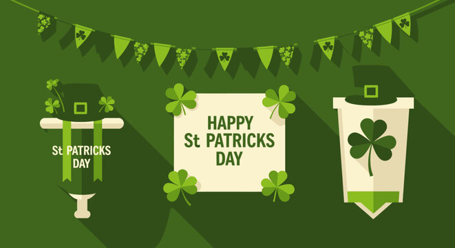 St Patricks Day Celebration with Shamrock and Hat.