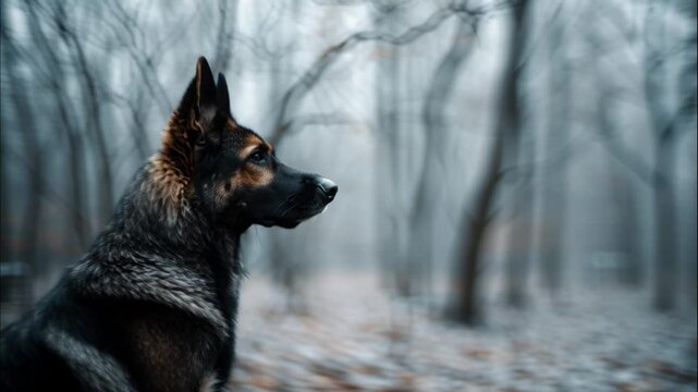 Cinematic wildlife photography of a wolf in an autumnal forest