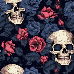 skull seamless pattern, skull pattern, skull background, gothic skull pattern, skull digital paper, skull repeat pattern, skull texture, skull wallpaper