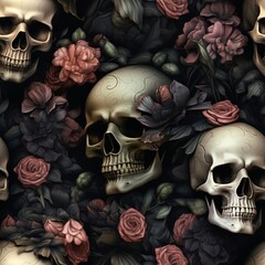 skull seamless pattern, skull pattern, skull background, gothic skull pattern, skull digital paper, skull repeat pattern, skull texture, skull wallpaper