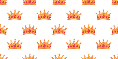 Obraz premium Seamless hand drawn crown pattern. Cute royal cartoon vector background