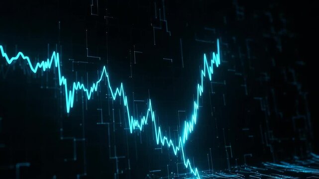 Glowing Blue Line Chart Descends Rapidly Portraying Financial Market Crash In Dark Digital Space Used To Depict Economic Recession Financial Loss