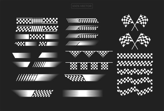 racing stripe vector set, race car vector, checkered flag designs, racing stripe speed, decal patterns, dynamic lines, competition, automotive graphics
