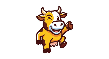 Happy Cartoon Cow Character Illustration.