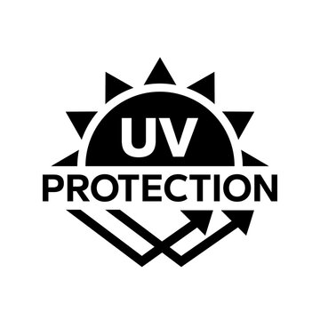 UV protection icon set. UV radiation icon. Ultraviolet symbol. Sun uv protection icons. Sunscreen spf logo. UPF sun protection label product. Skincare illustration, sign for cosmetics packaging.