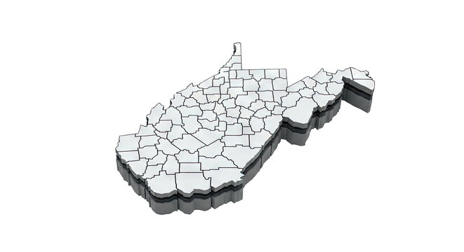 3D Map of West Virginia with Counties