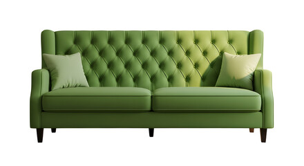 Green sofa furniture png isolated on transparent background living room elements