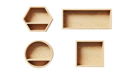 Wooden shelf png living room furniture elements isolated on transparent background