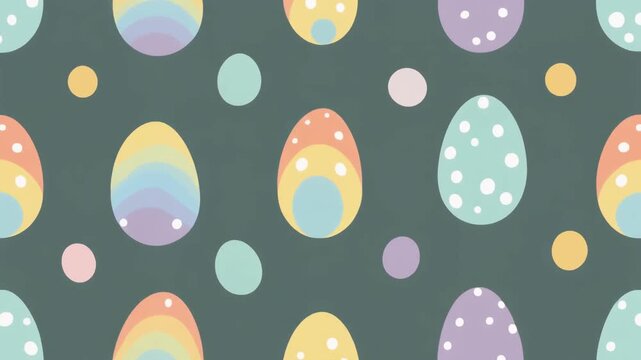 Cute seasonal pattern video with egg and dot motif, pastel rainbow colors, gentle popping