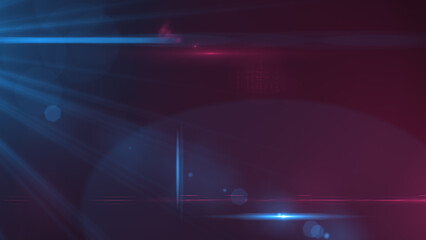 Red and blue light rays on black background