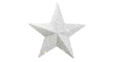 Sparkling Silver Star Ornament Isolated On Transparent Background