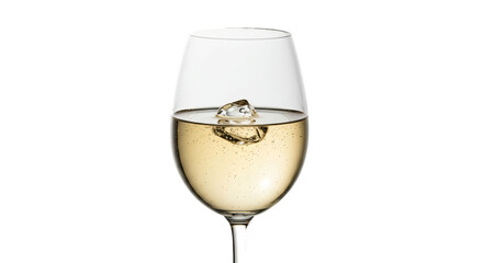 Sparkling White Wine In A Glass With Bubbles And Splash