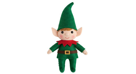 Sparkly Green Elf Character with Red Collar on Green Background