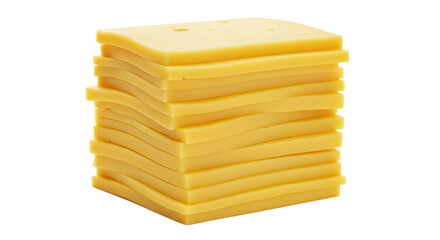 Stack of Sliced Yellow Cheese on a Smooth Golden Background