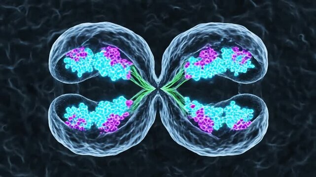 Cell Division Mitosis Diagram, Chromosome Separation, Spindle Fibers, Cytokinesis