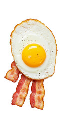 Sunny Side Up Fried Egg and Bacon Isolated on Warm Amber Background
