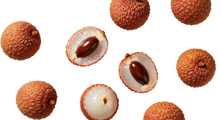 Sweet Lychee Fruits Isolated on Warm Peach Background with Soft Lighting