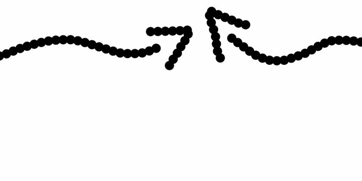 A collection of hand-drawn arrows with dotted lines. Various types of black arrows pointing in all directions.