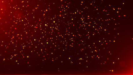 red particles abstract background with shining red Floating Dust Particles Flare Bokeh star on Black Background. Futuristic glittering in space