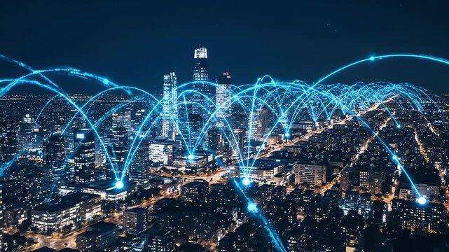 Urban Connectivity Network Across Smart City at Night