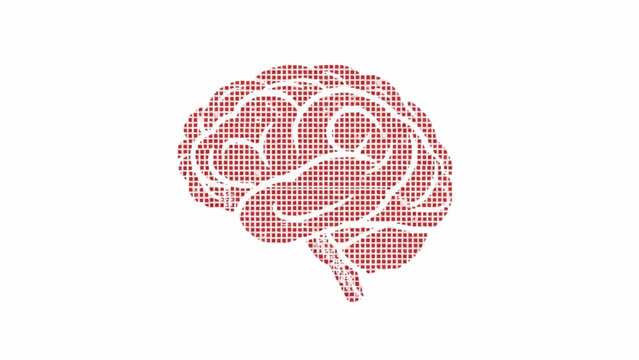 Brain made of small red dots.