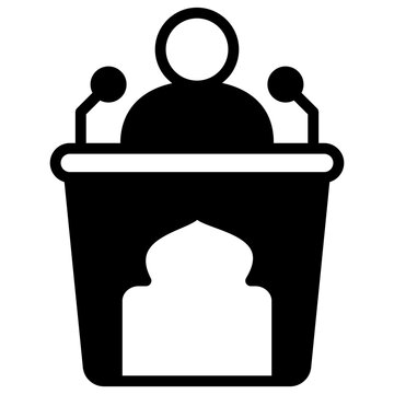 Sermon Glyph Icon Mini Illustration, Use For Modern Concept, Print, Ui, Ux Kit, Web And App Development. Vector Related To Ramadan, Eid Al-Fitr, Eid Al-Adha And More