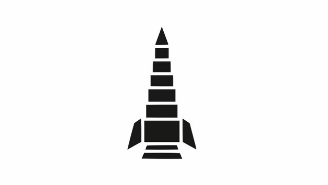 Black and white rocket ship icon.
