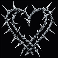 vector image of barbed wire resembling a heart shape