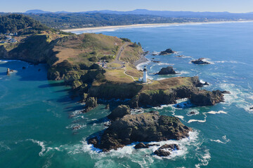 Found on the rugged coast of Oregon, the Yaquina Head lighthouse is the tallest lighthouse in the state, standing 93 feet tall. Built in 1873 it was also called the Cape Foulweather Lighthouse.