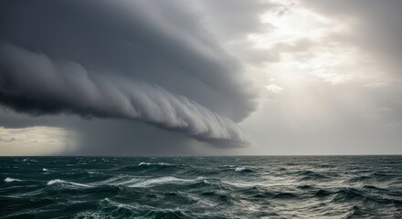 Fototapeta premium Dramatic Storm Clouds Over the Ocean with Rough Seas.