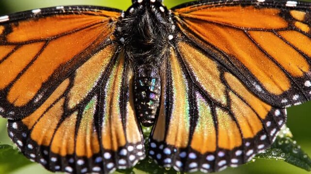 Monarch Butterfly Close-up Extreme Macro Wing Orange Black White Dots Nature