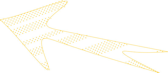 Fototapeta premium Minimalist vector illustration of a stylized, organic-shaped arrow pointing left, featuring a yellow outline and internal dotted pattern.