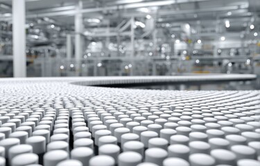 Obraz premium Pharmaceutical pills on a production line in a factory.