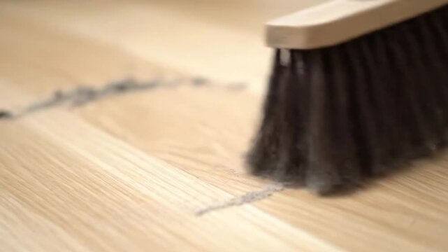 Broom Sweeping Dust on Floor, Everyday Home Cleaning