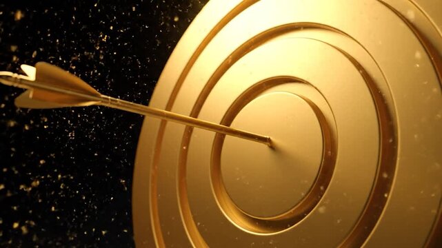 Arrow Strikes Golden Target: Achieves Success, Hits Bullseye.
